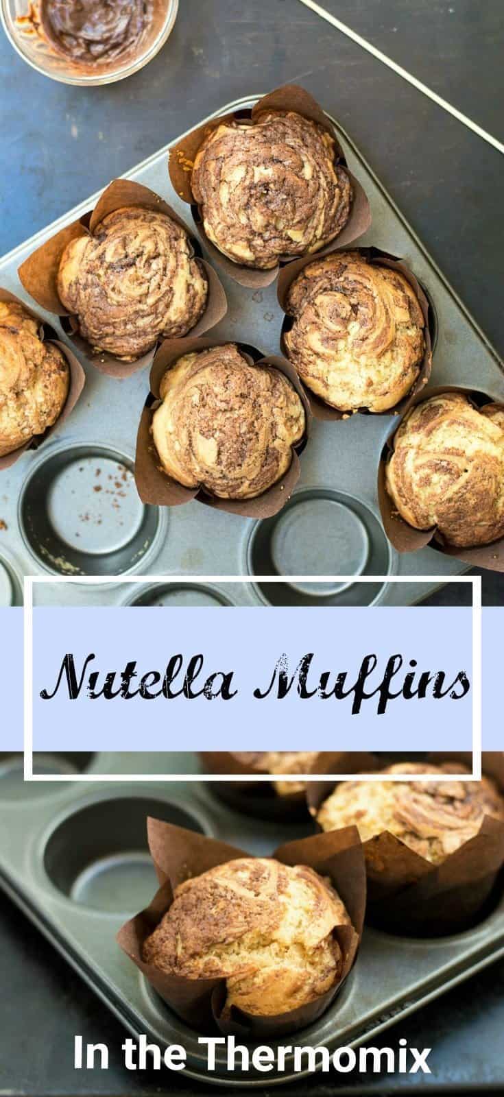 Thermomix Nutella Muffins - deliciously moist muffins topped with a swirl of Nutella.
