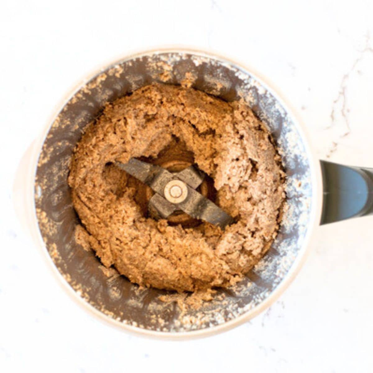 Thermomix almond butter in a thermomix bowl.