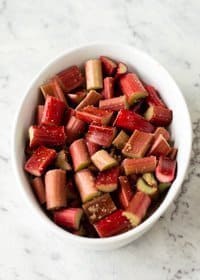 Thermomix Rhubarb Crumble - chop the rhubarb into 1-2cm pieces to make crumble