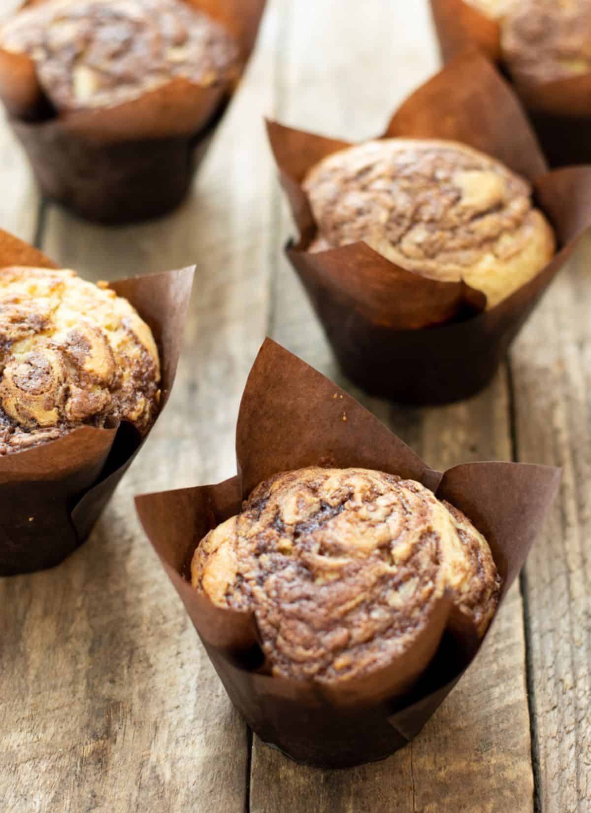Close up image of Nutella Muffins.