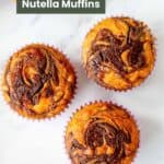 Nutella Muffins on a marble benchtop.