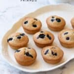 blueberry and almond friands on white background