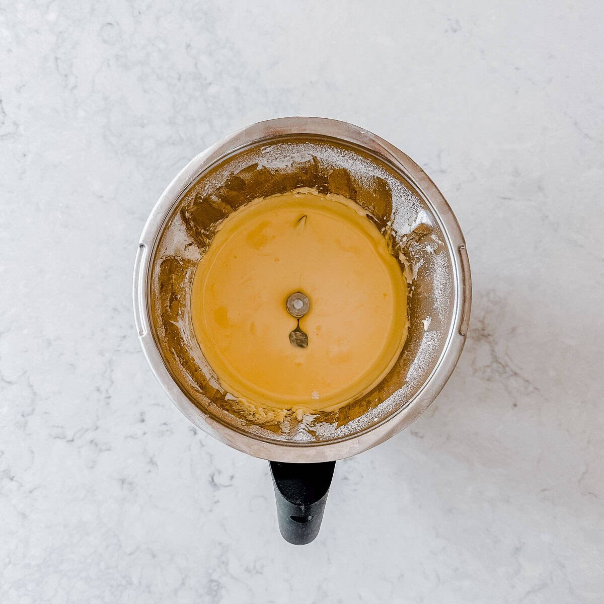 Waffle batter in a thermomix bowl.