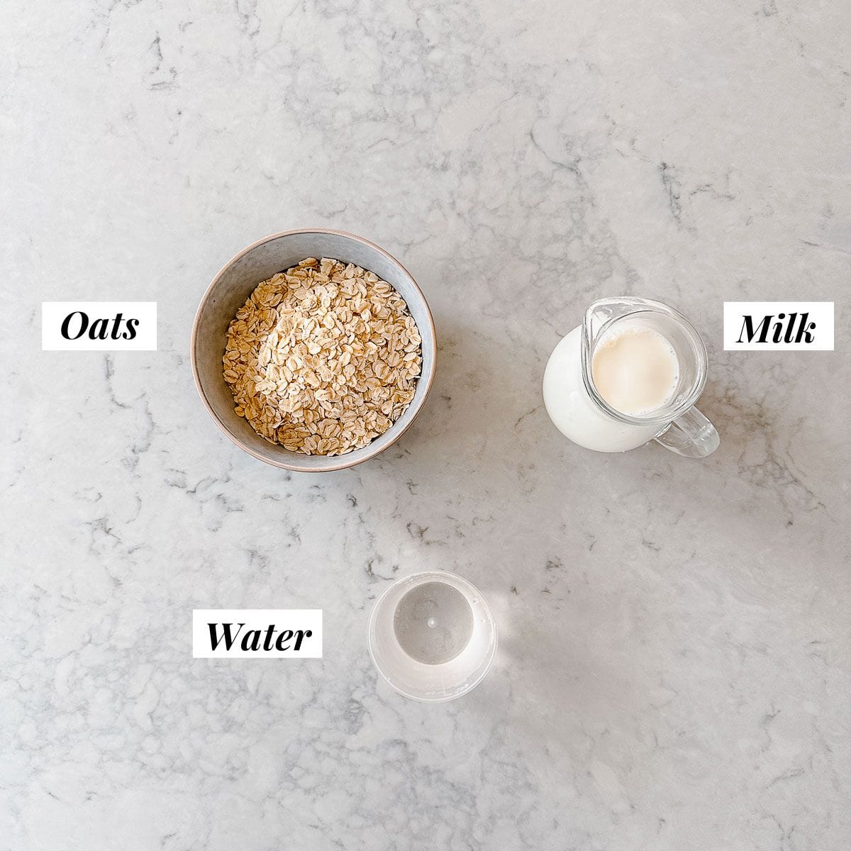 Ingredients needed to make porridge.