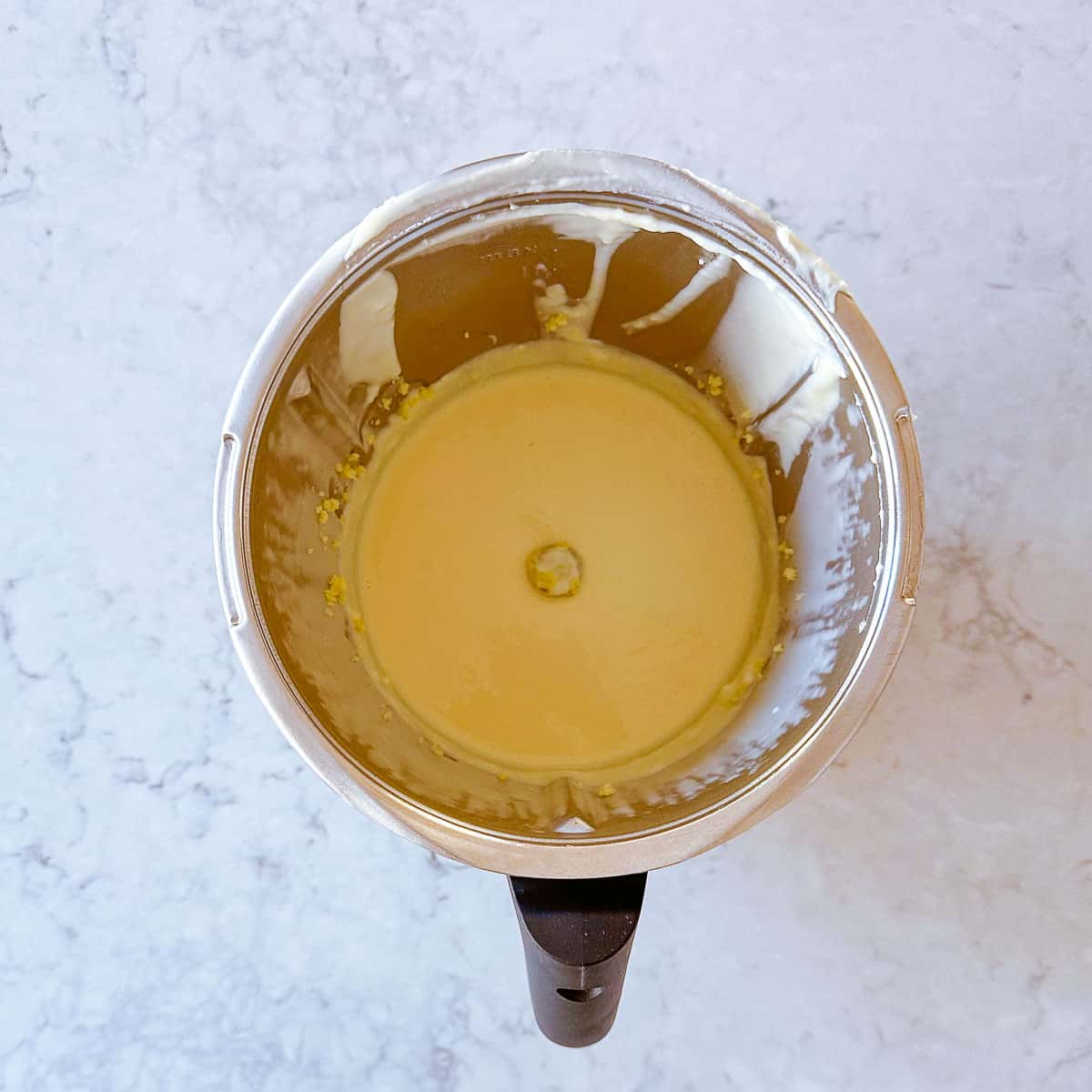 Cheese sauce in the Thermomix bowl.