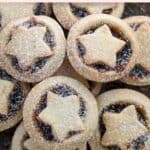 Star shaped mince pies dusted with icing sugar.