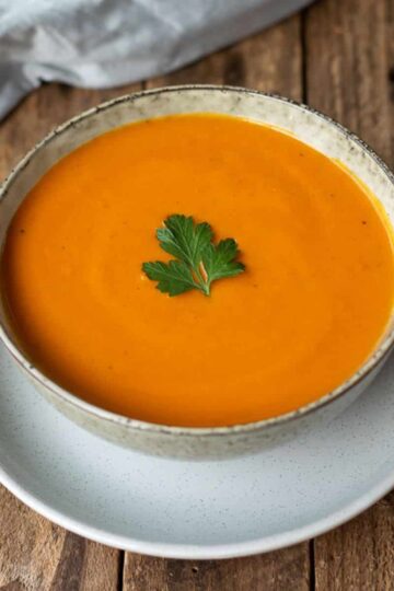 Sweet potato and red pepper soup.