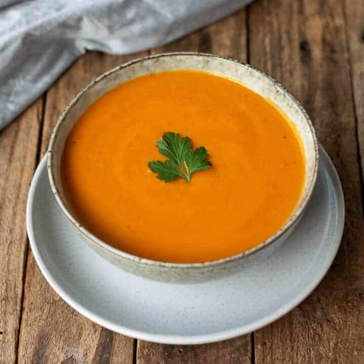 Sweet potato and red pepper soup.