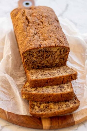 Homemade Banana Bread Sliced