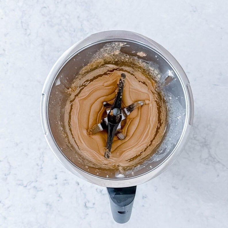 Sticky date batter in a Thermomix bowl.