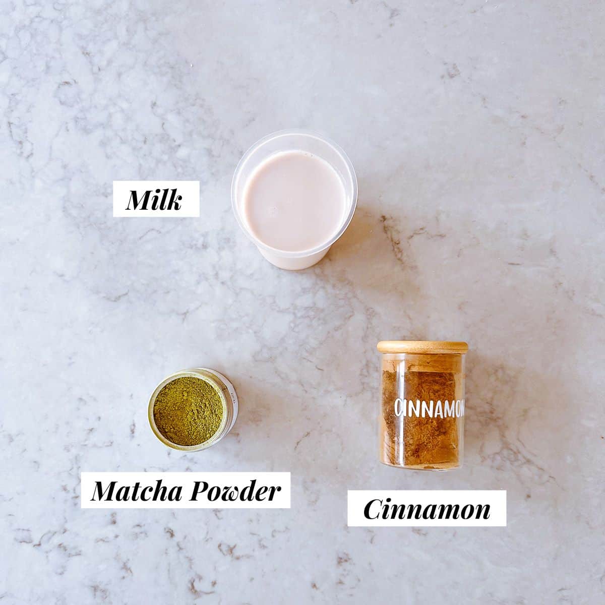 Ingredients to make Matcha Latte.