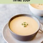 A bowl of Thermomix Celeriac, Parsnip & Thyme Soup