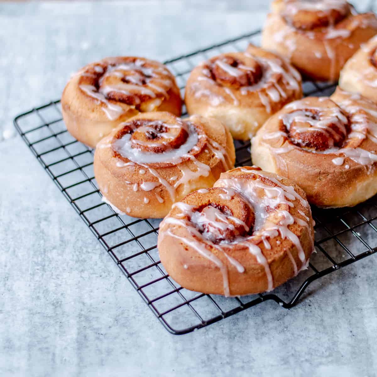 Homemade Cinnamon Rolls drizzled with white icing