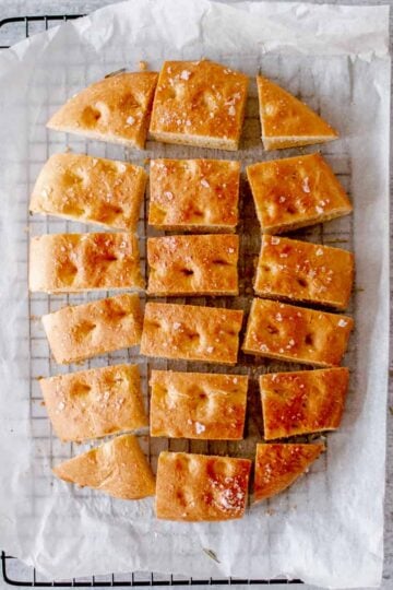 Homemade Focaccia bread recipe cut into slices