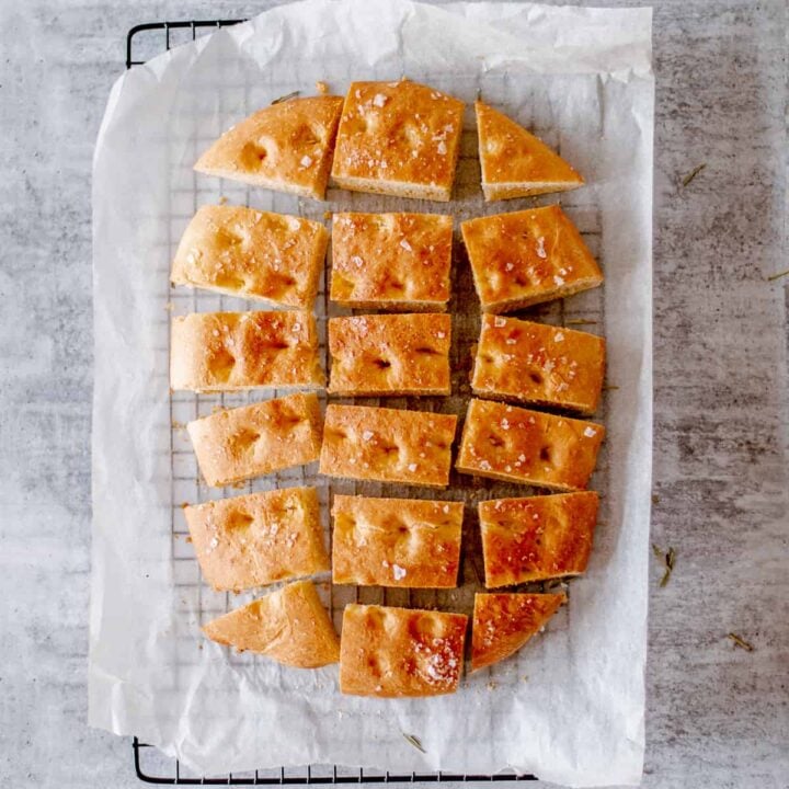 Homemade Focaccia bread recipe cut into slices