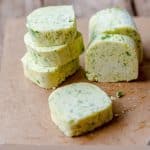 Homemade Garlic Parsley Butter cut into slices