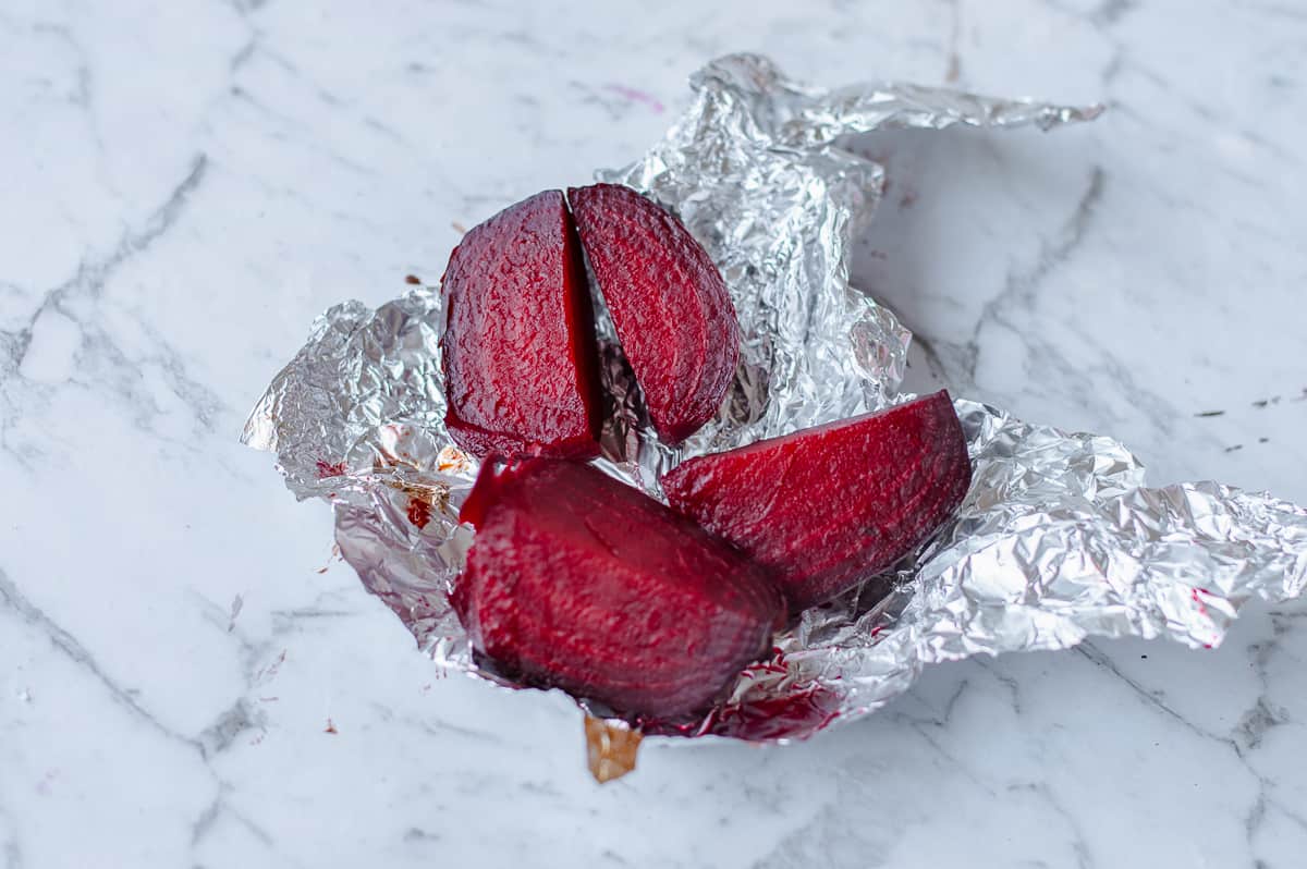 Roasted Beetroot wrapped in tin foil