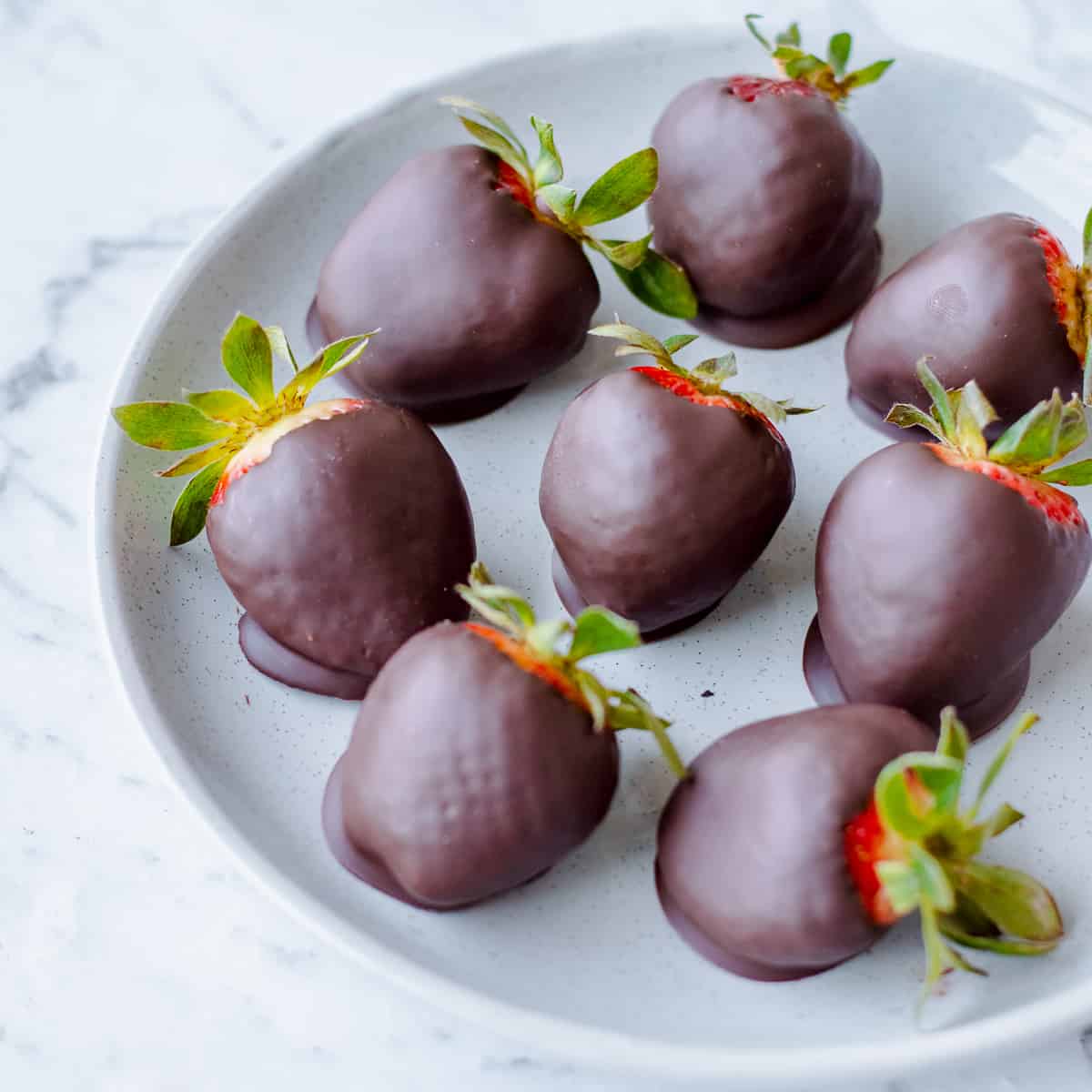 Strawberries covered with dark chocolate