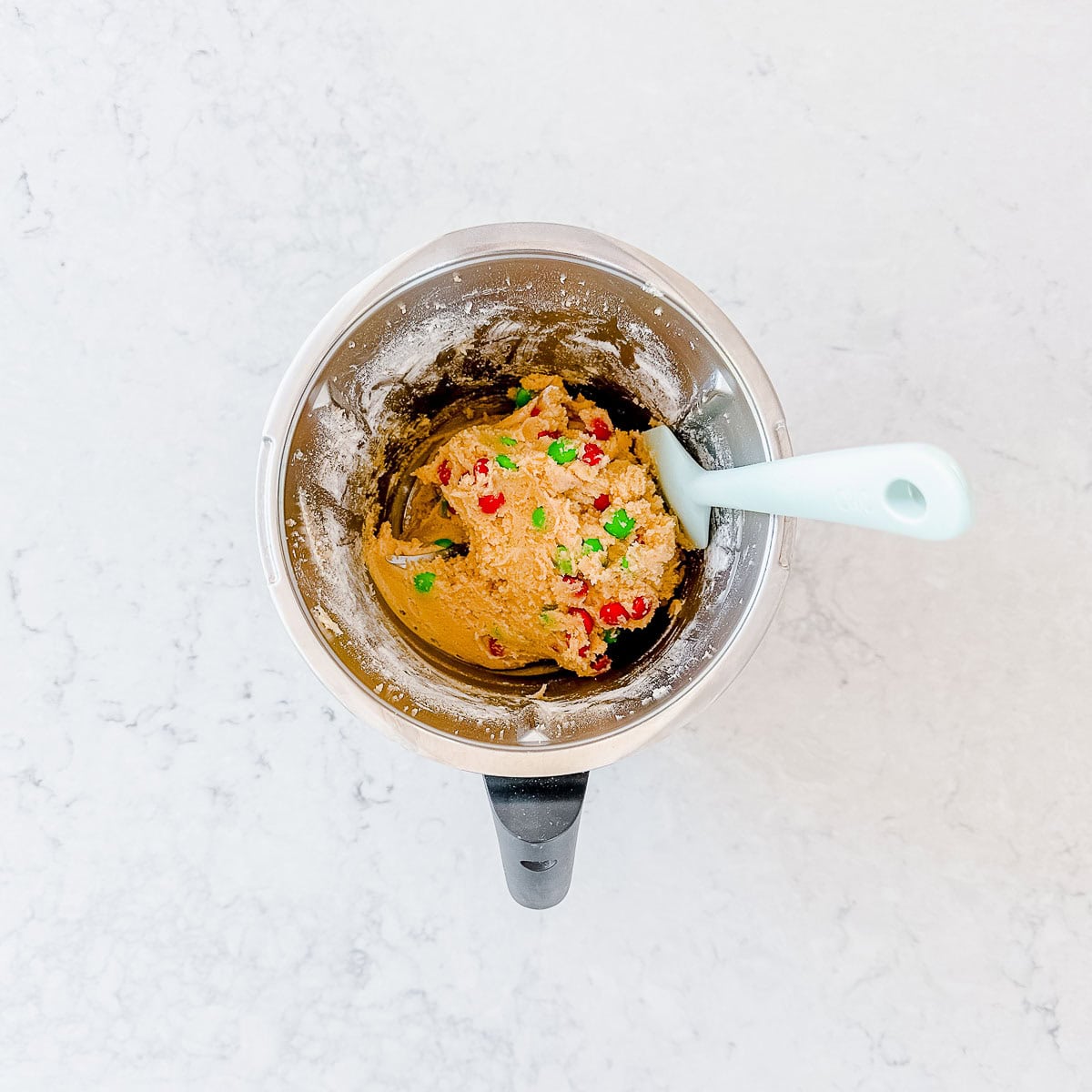 Christmas MM Cookie dough in a thermomix bowl.