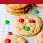 Homemade cookies with red and green M&Ms