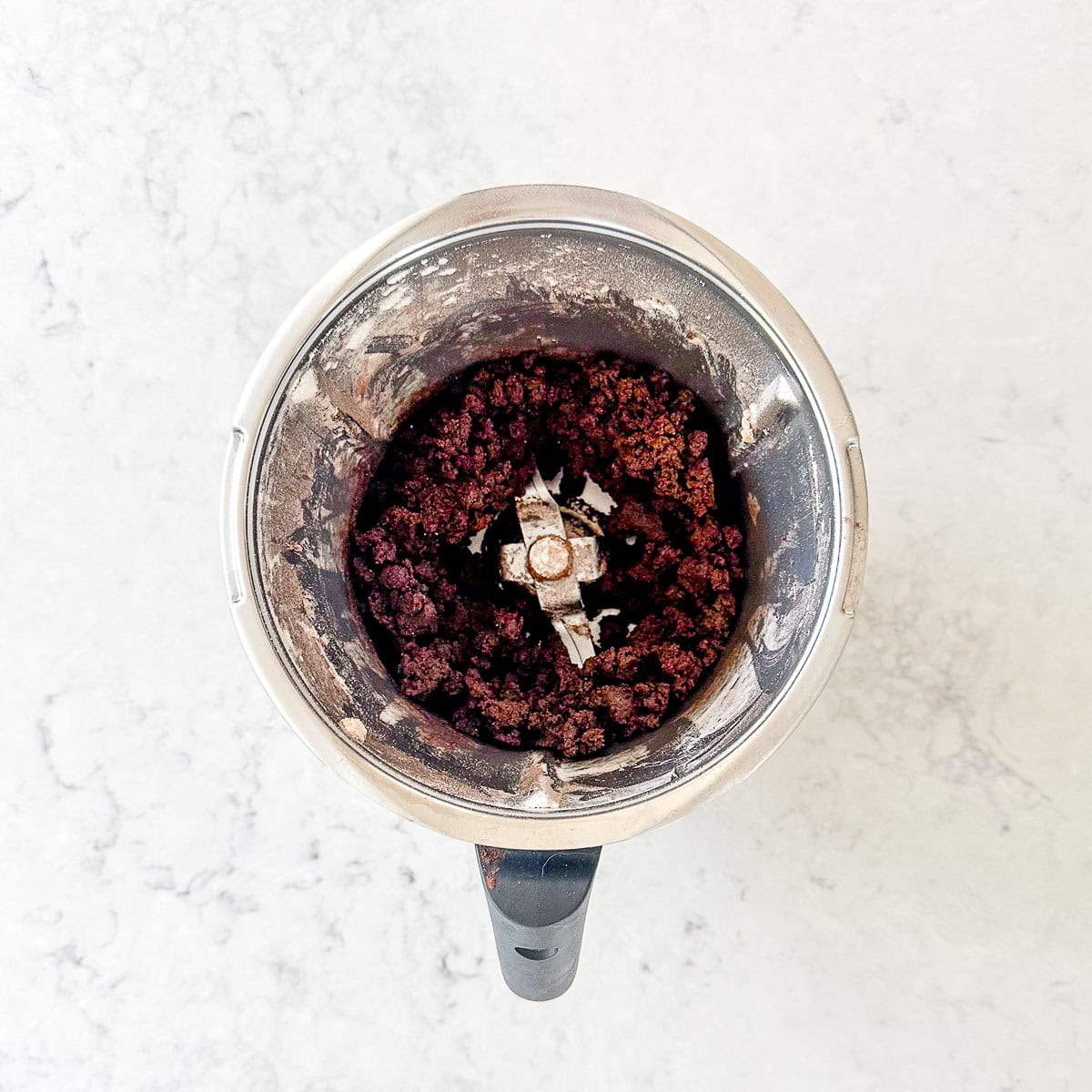 Chocolate Cookie mix in a Thermomix bowl.