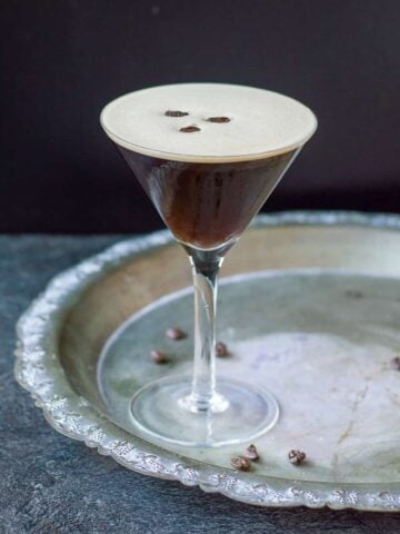 Espresso Martini with coffee beans