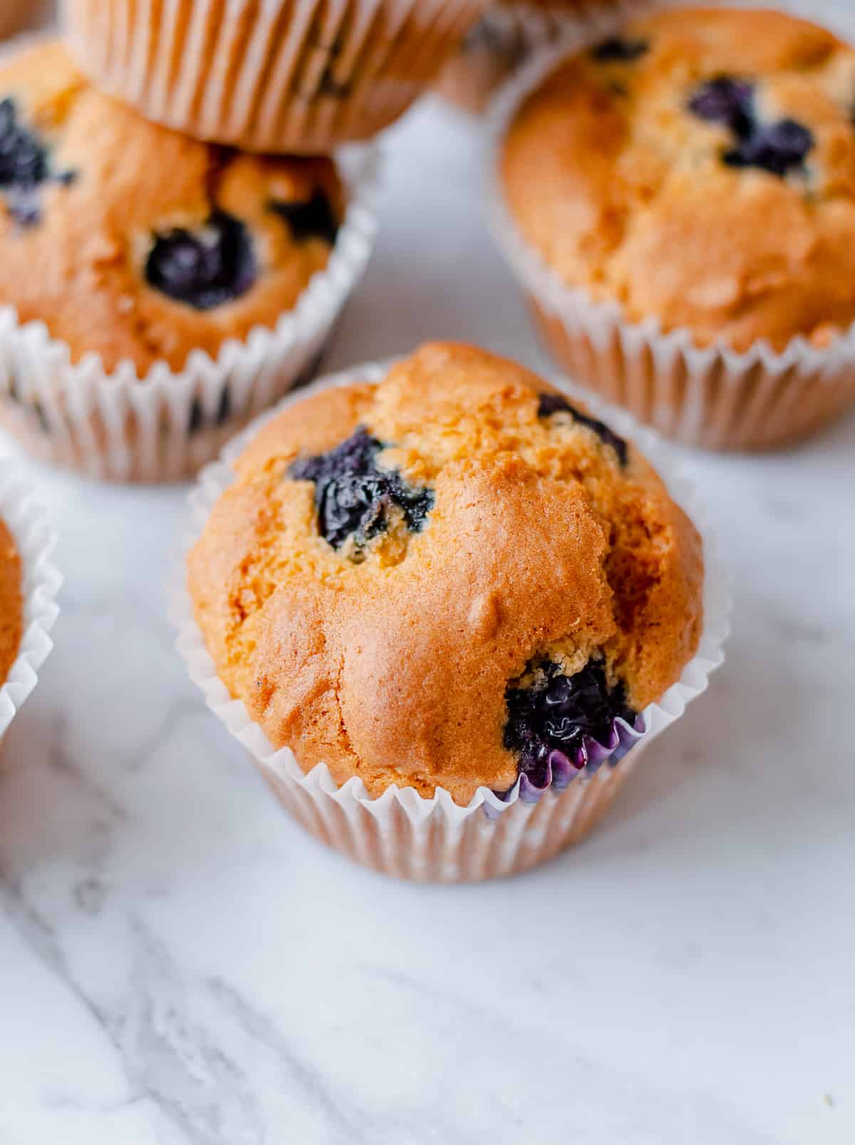 close up image of a blueberry muffin