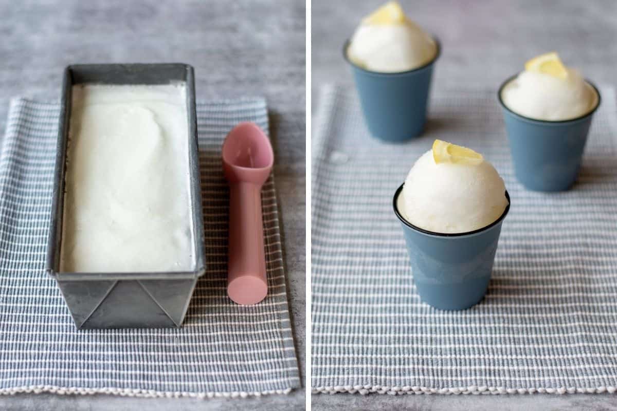 side by side images of gin and tonic sorbet