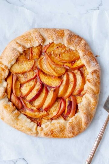 peach galette with tart slicer