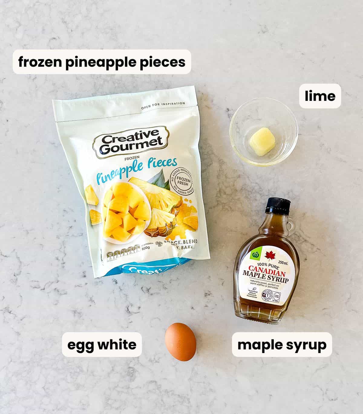 Ingredients to make Pineapple Sorbet