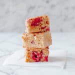 3 white chocolate and raspberry blondies