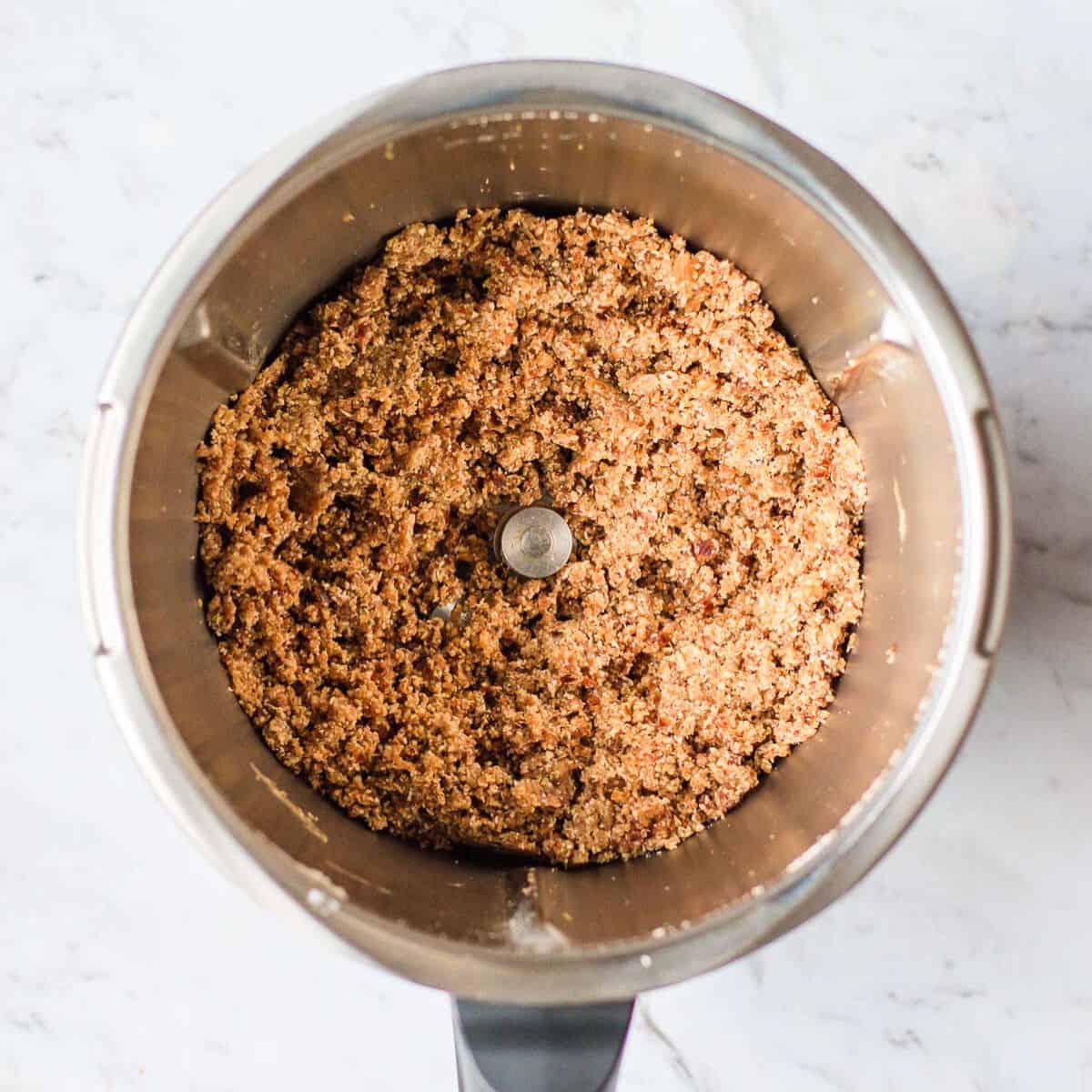 Bliss ball mixture in a thermomix bowl.