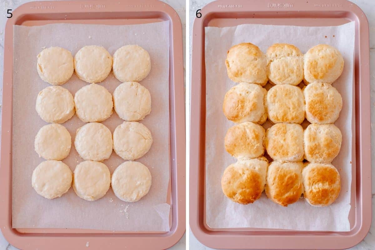 Images of scones before and after being baked.