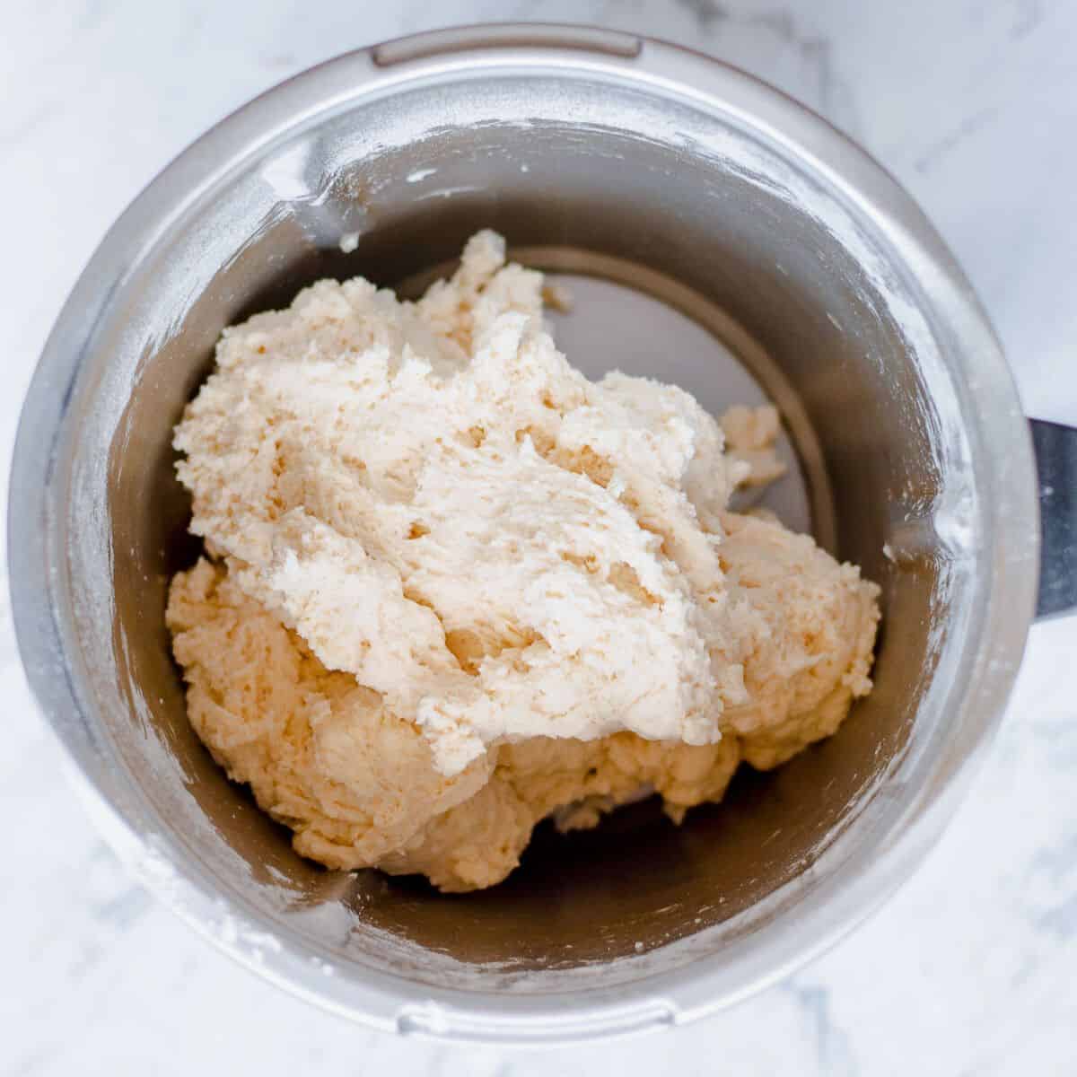 Scone dough in a Thermomix bowl.
