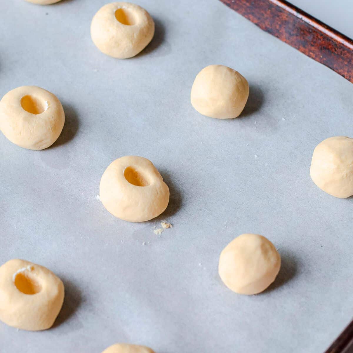 Raw Jam Drops on a baking tray (without the jam).