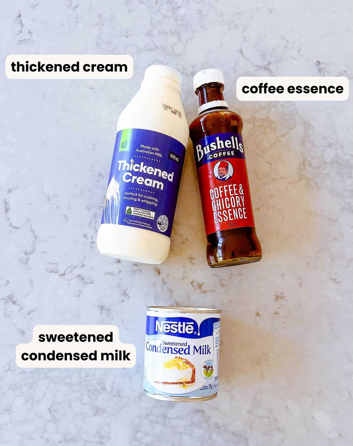 Ingredients to make Coffee Ice Cream