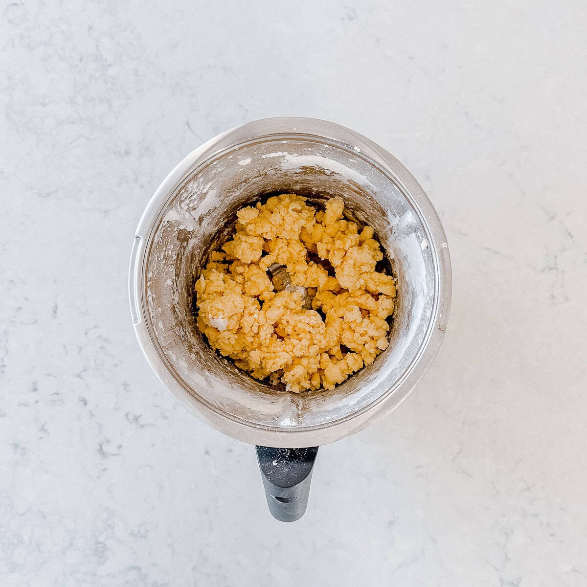 Melting Moments dough in a Thermomix bowl.